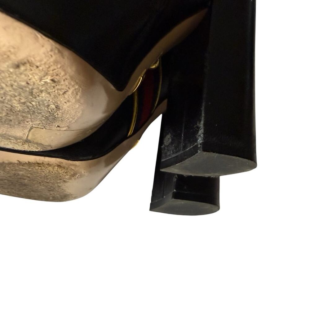 Gucci Malaga Kid Web Carly Leather Mid Calf Boots Gold Stud Side  EU 39/US 9 - Picture 14 of 15
